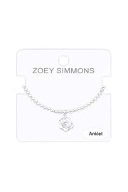 Rose Charm Beaded Anklet - SF