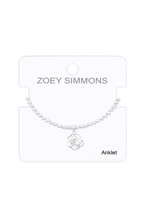 Rose Charm Beaded Anklet - SF