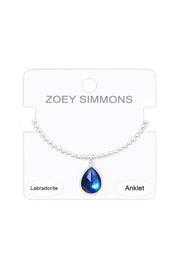 Labradorite Doublet Charm Beaded Anklet - SF