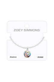 Abalone Beaded Round Charm Anklet - SF