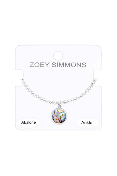 Abalone Beaded Round Charm Anklet - SF