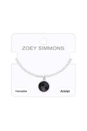 Hematite Beaded Round Charm Anklet - SF