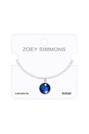 Labradorite Doublet Charm Beaded Anklet - SF