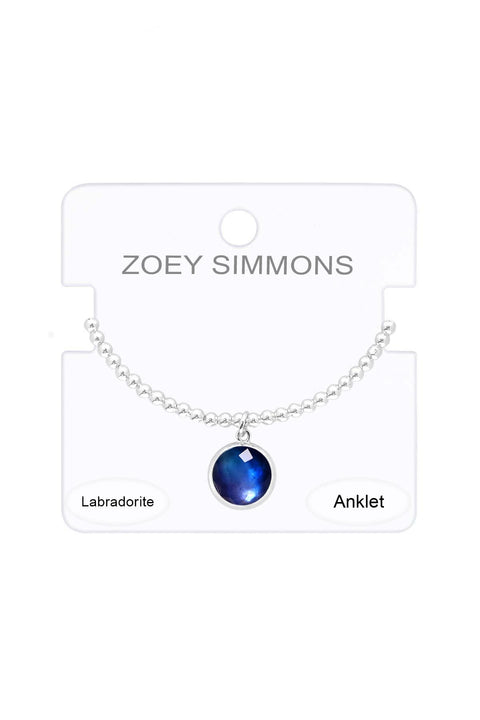 Labradorite Doublet Charm Beaded Anklet - SF