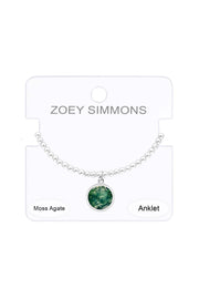Moss Agate Charm Beaded Anklet - SF