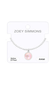 Pink Mother Of Pearl Beaded Anklet - SF