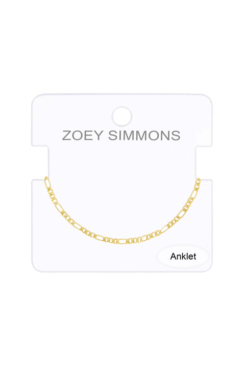 14k Gold Plated 2mm Figaro Chain Anklet - GP