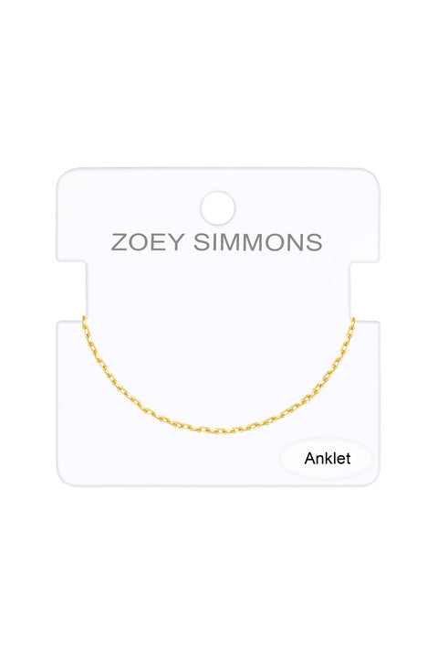 14k Gold Plated 1.5mm Staple Chain Anklet - GP