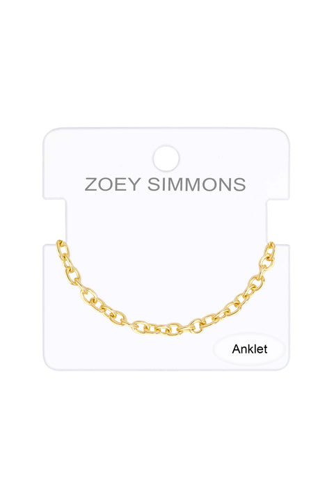 14k Gold Plated 4mm Cable Chain Anklet - GP