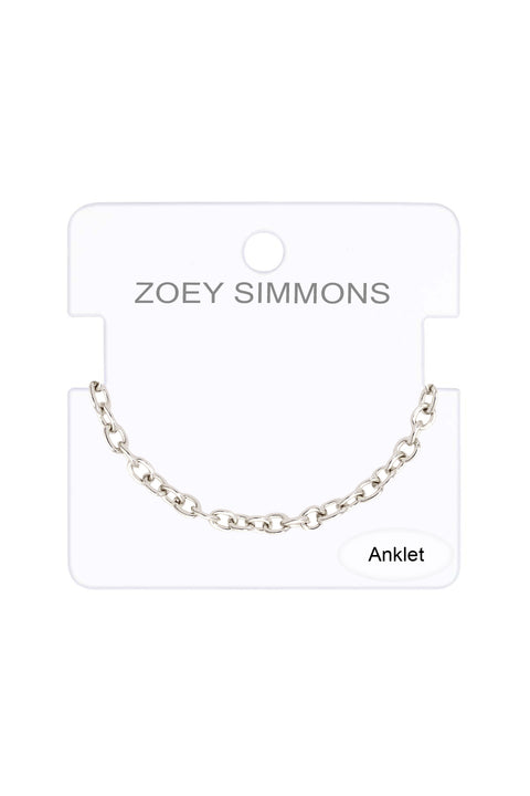 Silver Plated 4mm Cable Chain Anklet - SP