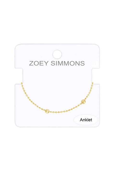 14k Gold Plated 1mm Bead Chain Anklet - GP