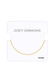 14k Gold Plated 1mm Round Box Chain Anklet - GP