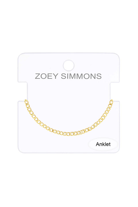 14k Gold Plated 2mm Curb Chain Anklet - GP