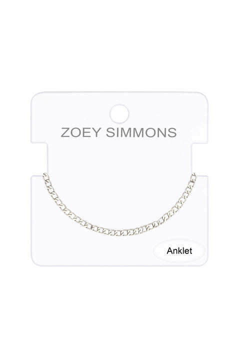 Silver Plated 2mm Curb Chain Anklet - SP