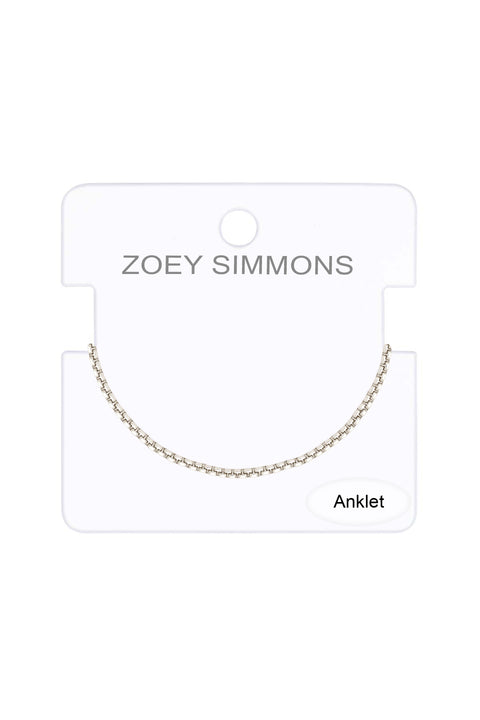 Silver Plated 2mm Stacatto Chain Anklet - SP