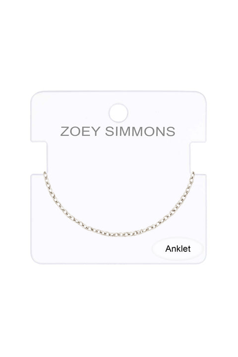 Silver Plated 2mm Cable Chain Anklet - SP