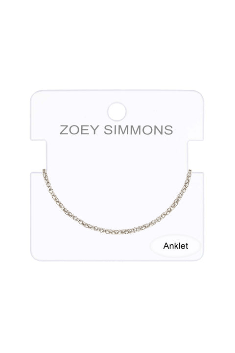 Silver Plated 2mm Popcorn Chain Anklet - SP