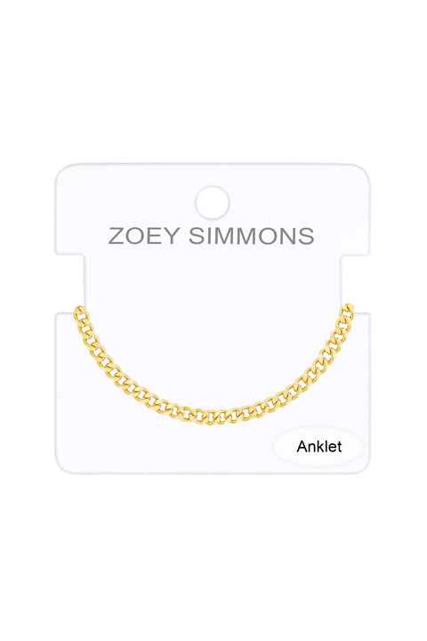 14k Gold Plated 3mm Curb Chain Anklet - GP