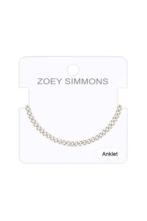 Silver Plated 3mm Curb Chain Anklet - SP