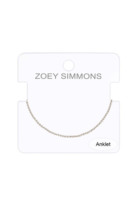 Silver Plated 1.5mm Wheat Chain Anklet - SP