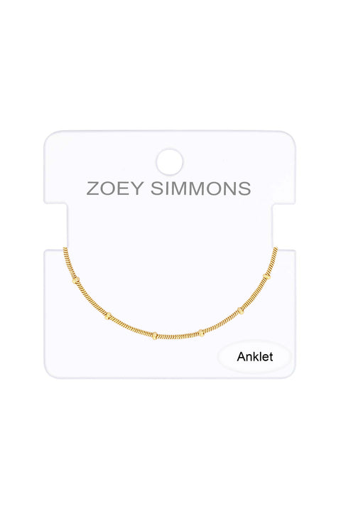 14k Gold Plated 1mm Bead Chain Anklet - GP