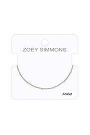 Silver Plated 1mm Bead Chain Anklet - SP