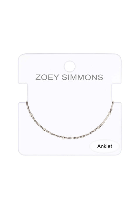 Silver Plated 1mm Bead Chain Anklet - SP