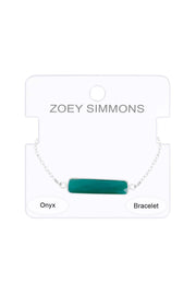 Green Onyx Bar Link Bracelet - SS