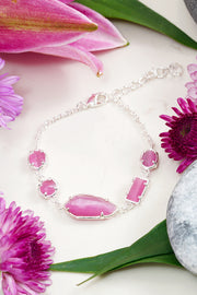 Pink Cat's Eye Station Bracelet - SF