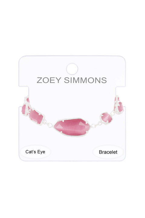 Pink Cat's Eye Station Bracelet - SF