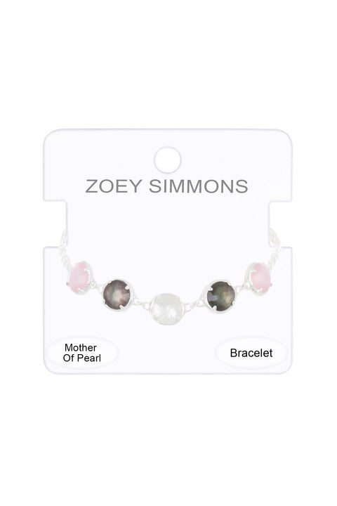 Mother Of Pearl Quartz Doublet Station Bracelet - SF