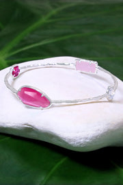 Pink Cat's Eye Bangle Bracelet - SF