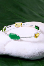 Green Chalcedony Crystal Bangle Bracelet - SF