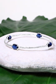 London Blue Crystal Station Bangle Bracelet - SF