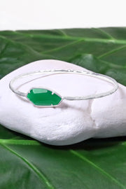 Green Chalcedony Crystal Bangle Bracelet - SF