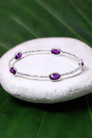 Lavender Crystal Bangle Station Bracelet - SF