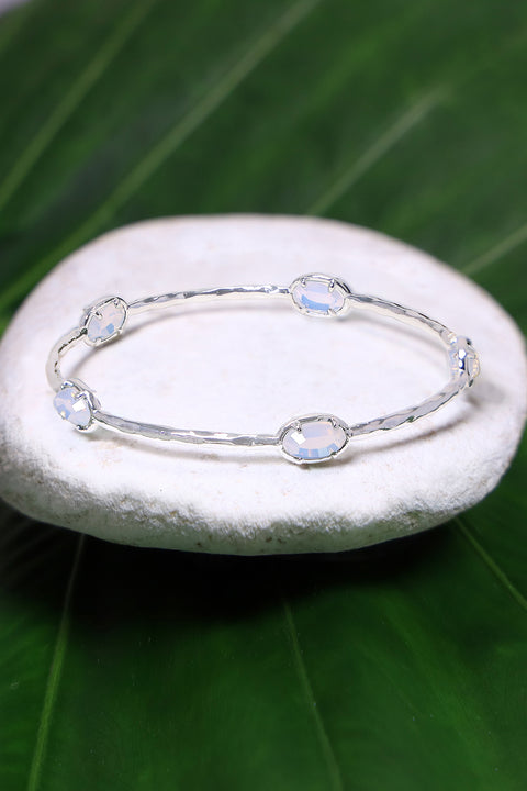 Moonstone Crystal Bangle Station Bracelet - SF