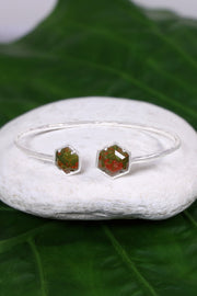 Unakite Octagon Cuff Bracelet - SF