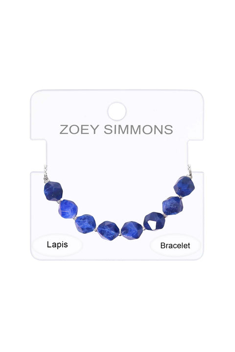 Lapis Fancy Cut Beaded Slider Bracelet - SF