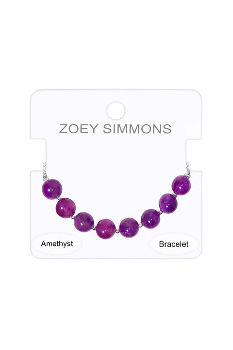 Amethyst Beaded Slider Bracelet - SF