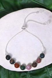 Mixed Jasper Beaded Slider Bracelet - SF