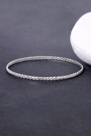 Sterling Silver Patterned Bangle Bracelet - SS