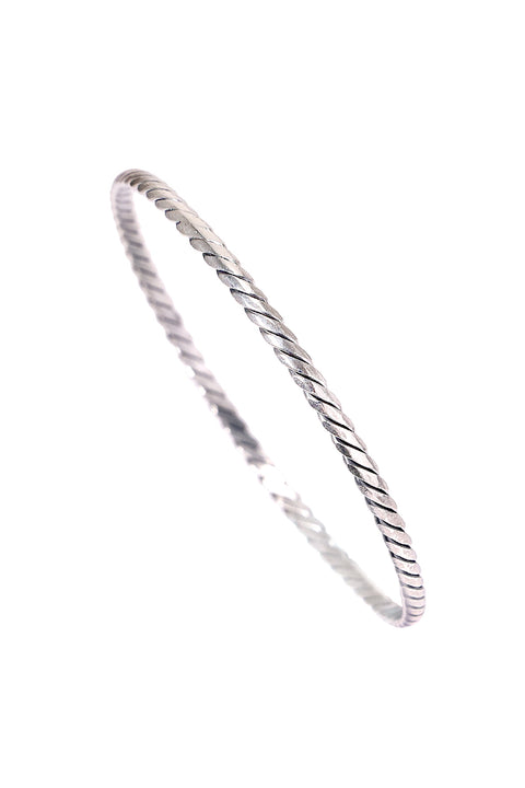 Sterling Silver Patterned Bangle Bracelet - SS