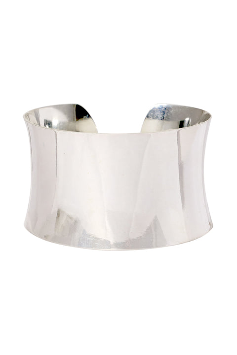 Sterling Silver Wide Hammered Cuff Bracelet - SS