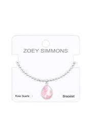 Rose Quartz Beaded Charm Bracelet - SF