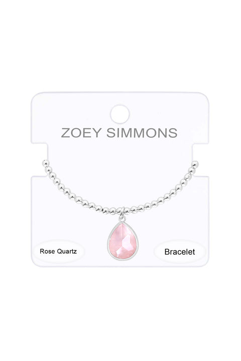 Rose Quartz Beaded Charm Bracelet - SF