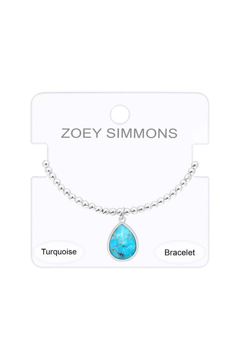 Turquoise Beaded Charm Bracelet - SF