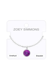 Amethyst Beaded Charm Bracelet - SF