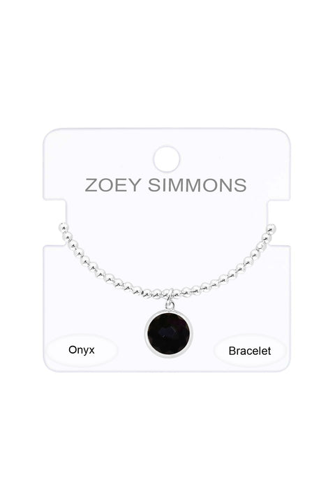 Black Onyx Beaded Charm Bracelet - SF