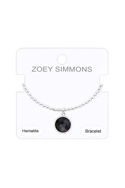 Hematite Beaded Charm Bracelet - SF